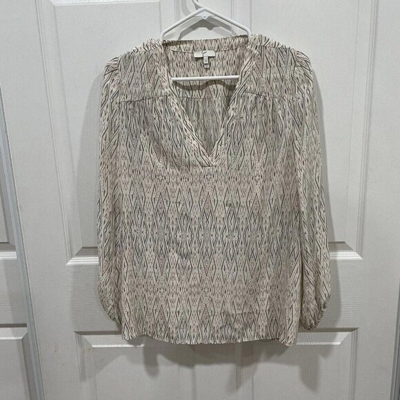 Joie Tops - Joie Addie B 100% Silk‎ Top Womens Sz S Gray Caviar Print Peasant Sleeve